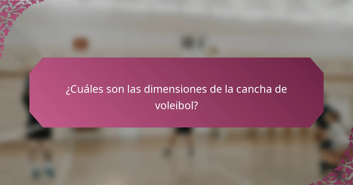 ¿Cuáles son las dimensiones de la cancha de voleibol?