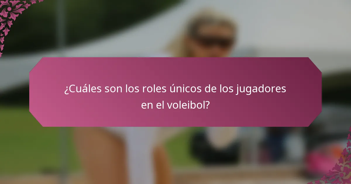 ¿Cuáles son los roles únicos de los jugadores en el voleibol?