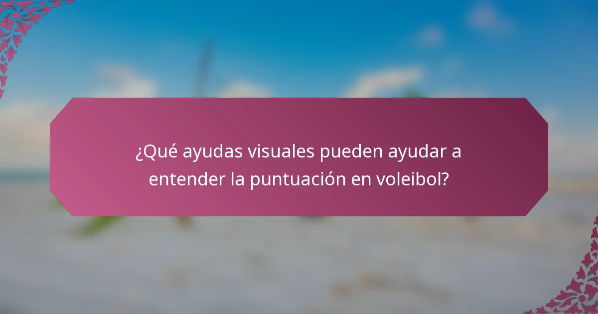 ¿Qué ayudas visuales pueden ayudar a entender la puntuación en voleibol?
